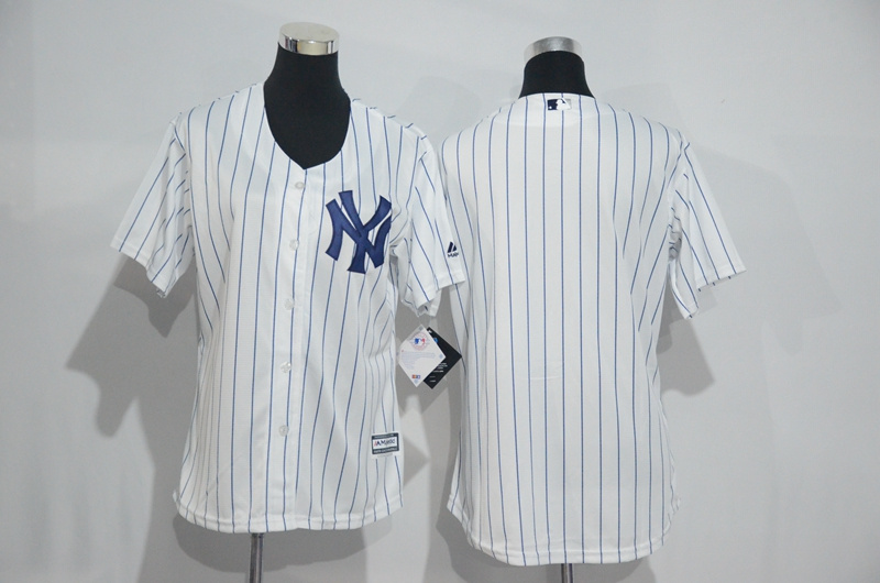Womens 2017 MLB New York Yankees Blank White Jerseys->women mlb jersey->Women Jersey